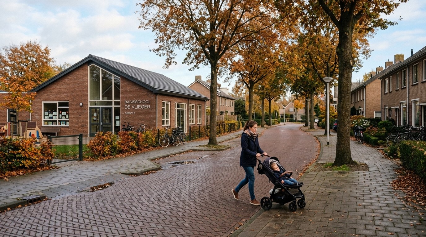 Basisschool in een Nederlandse woonwijk