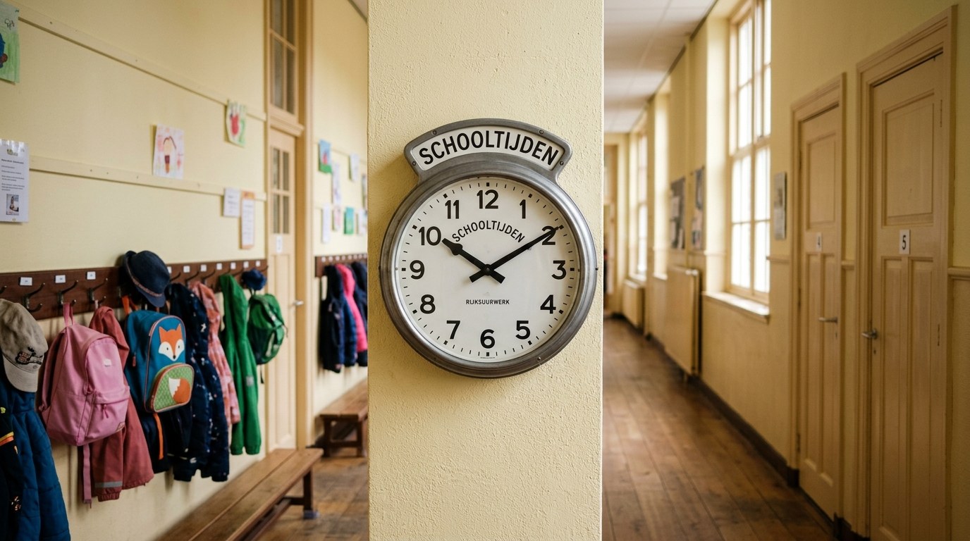 Klok in een rustige schoolgang